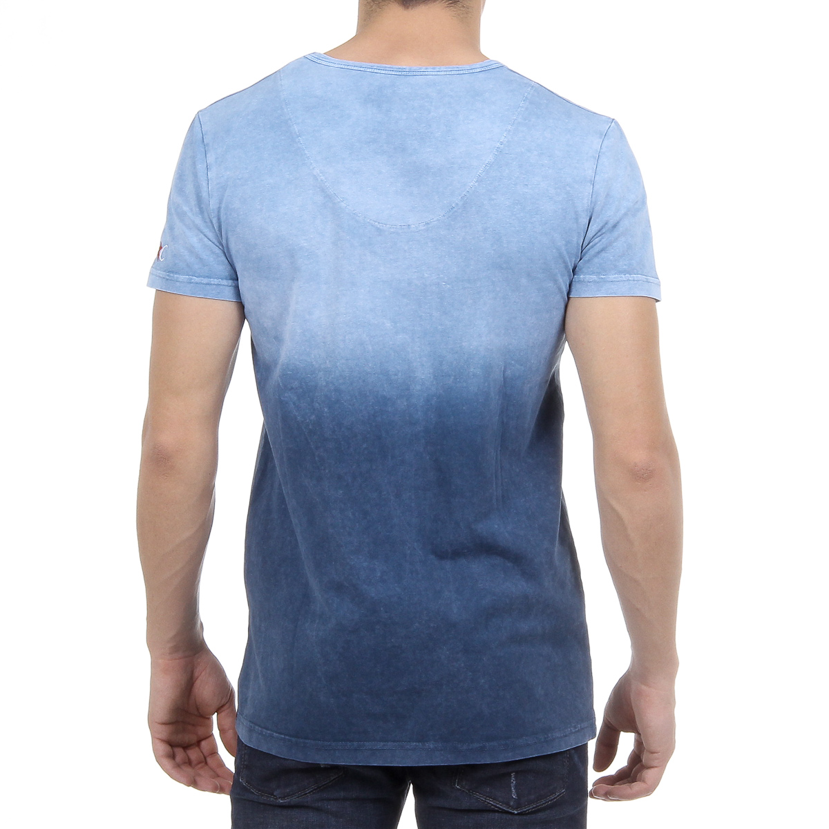 Andrew Charles Mens T-Shirt Short Sleeves V-Neck Blue ELI