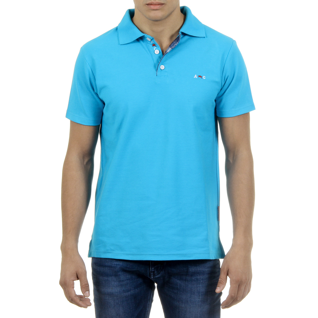 Polo Andrew Charles para hombre de manga corta azul claro SEMELO