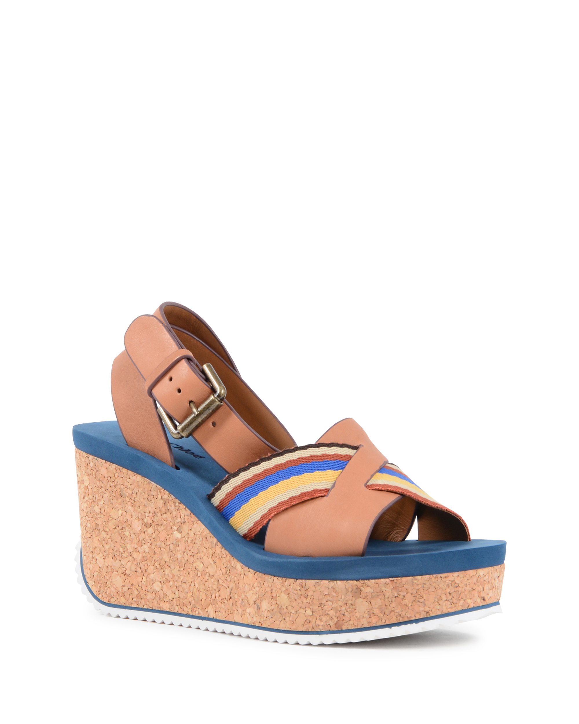 ChloÃ¨ Womens Wedge Sandal Multicolor SB30144 CUOIO MULTI