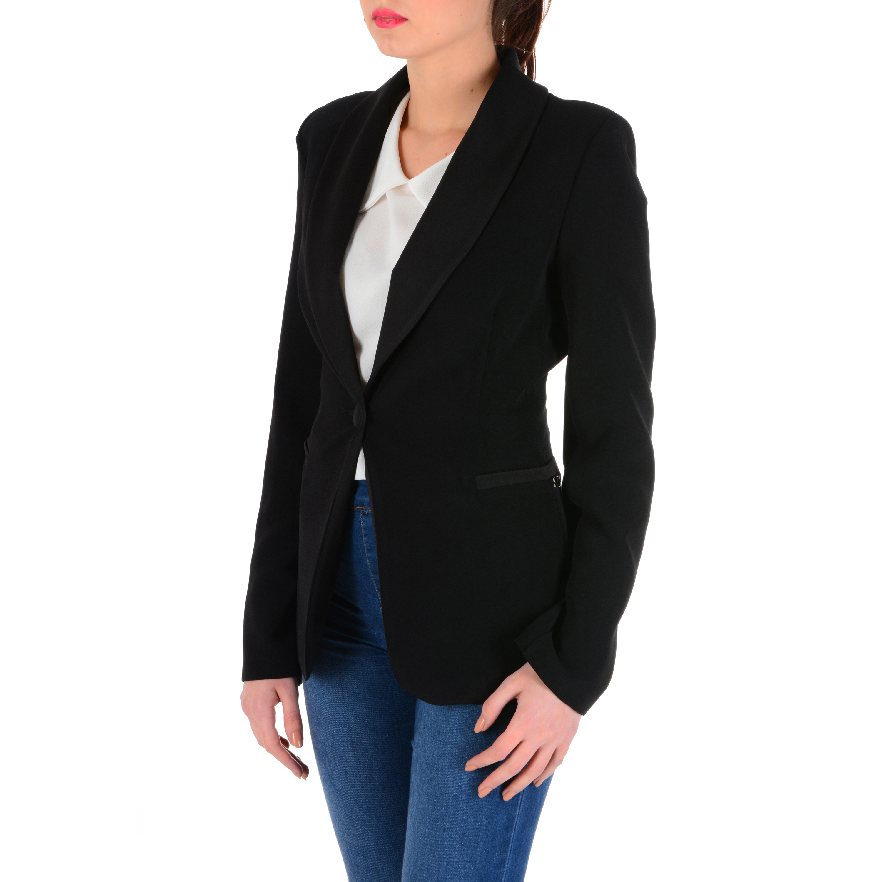 Chaqueta de mujer V 1969 Italia de manga larga negra TESS
