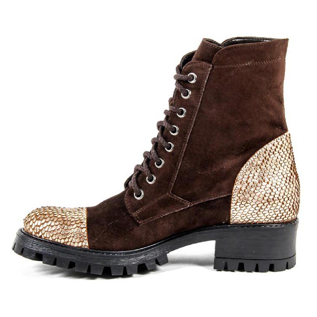 Bota corta para mujer V 1969 Italia B1476 VELOUR TDM PITONE BRONZO