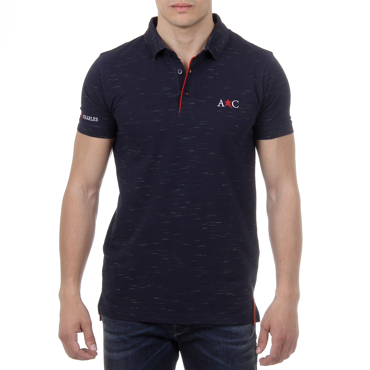 Andrew Charles Mens Polo Short Sleeves Dark Blue RYAN