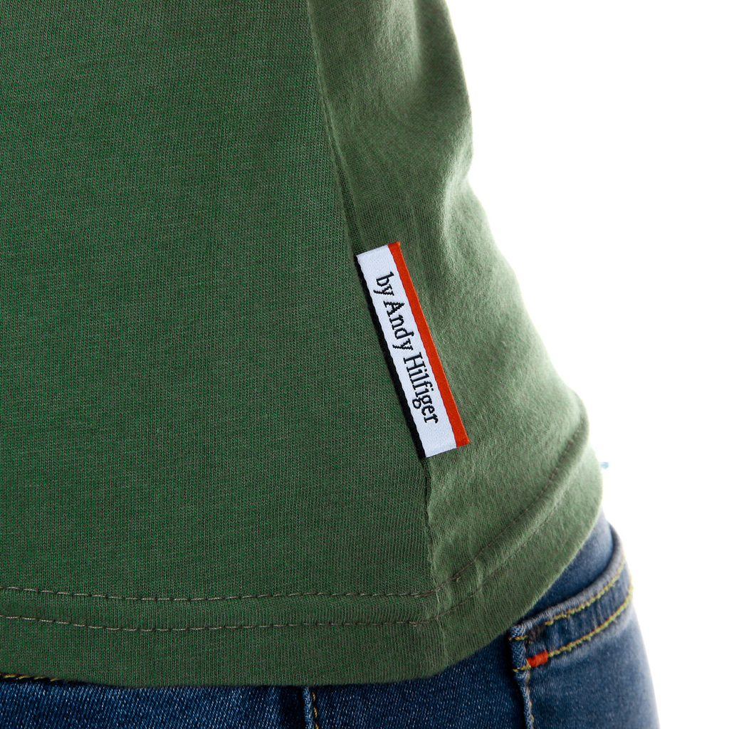 Camiseta Andrew Charles para mujer, manga corta, cuello redondo, verde TARANA