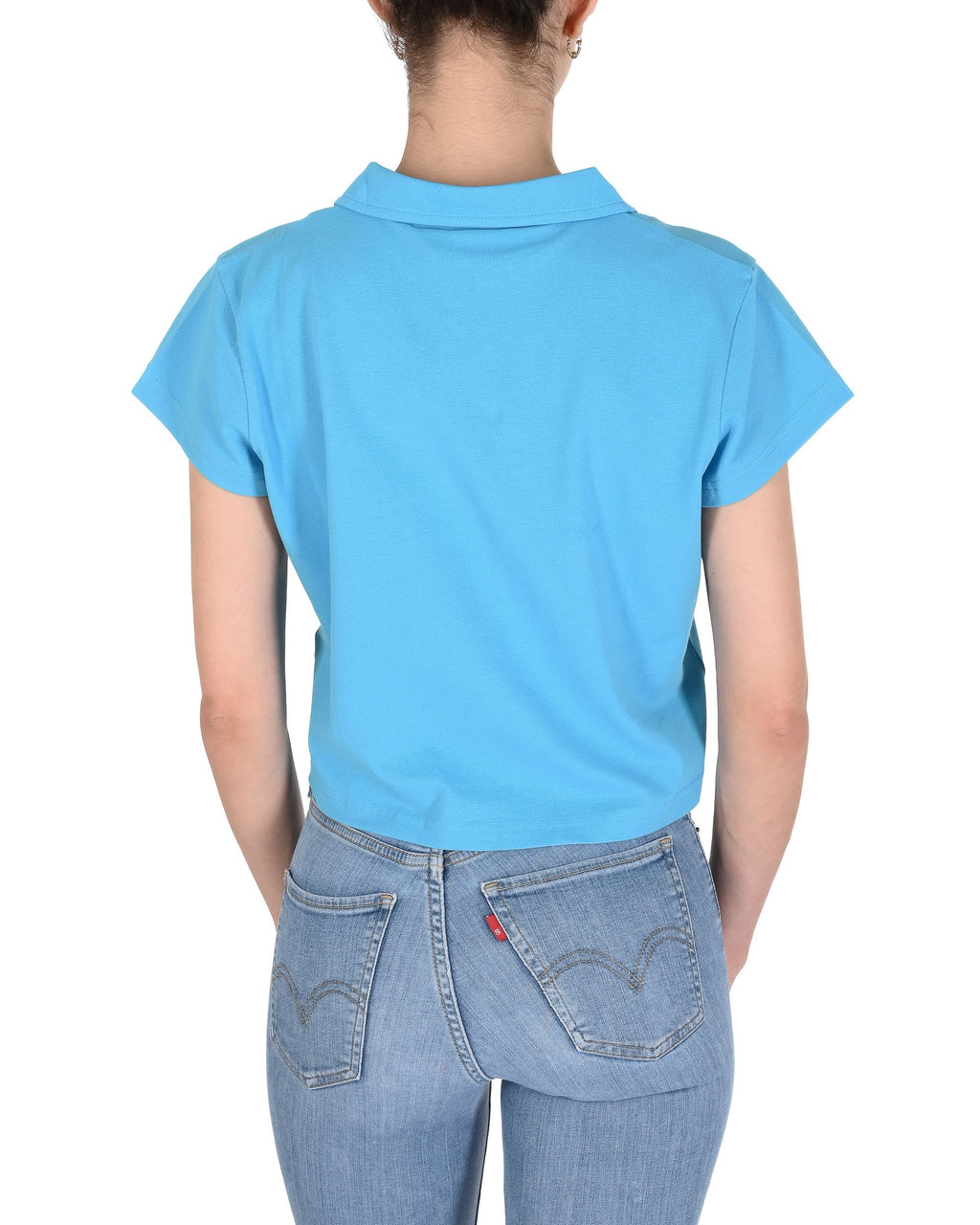 19V69 Italia Womens Cropped Pique Polo VSC1WPL01 AZURE
