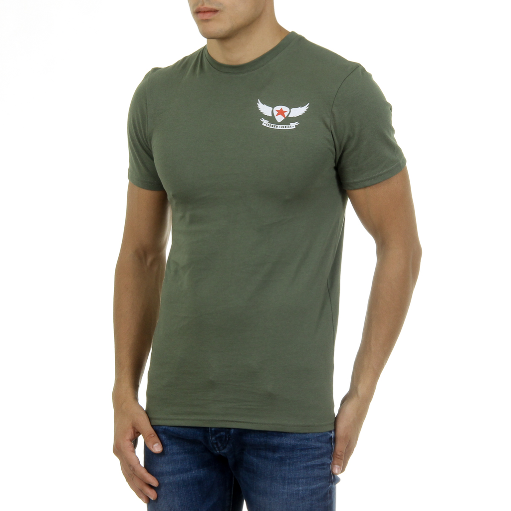 Camiseta Andrew Charles para hombre, manga corta, cuello redondo, verde, KEITA