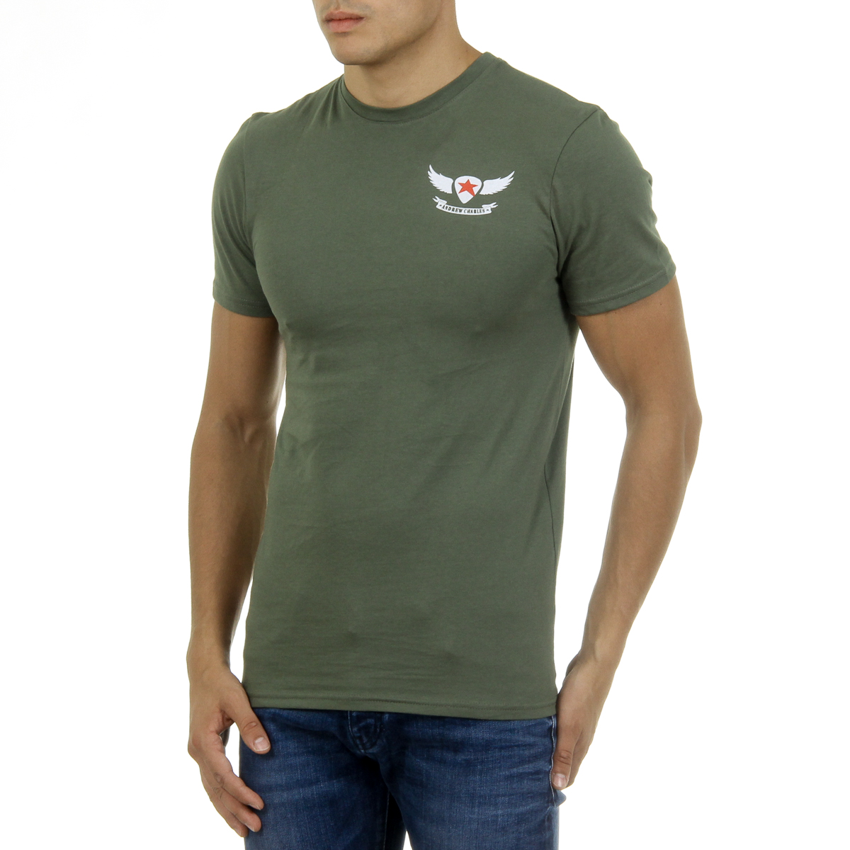 Camiseta Andrew Charles para hombre, manga corta, cuello redondo, verde, KEITA