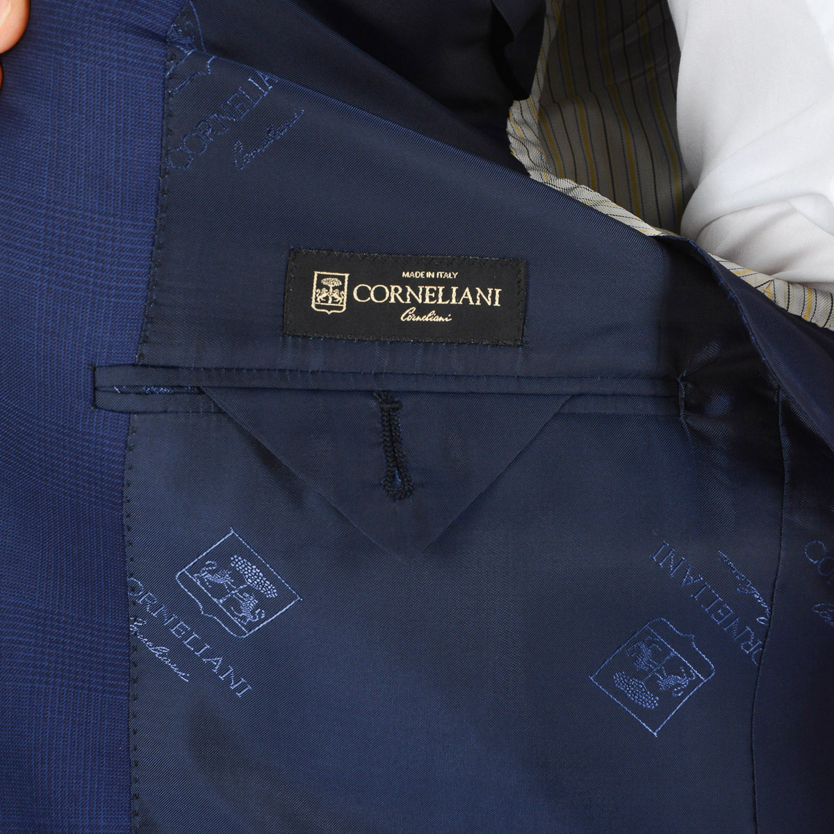 Corneliani Mens Suit Long Sleeves Blue Super 130's