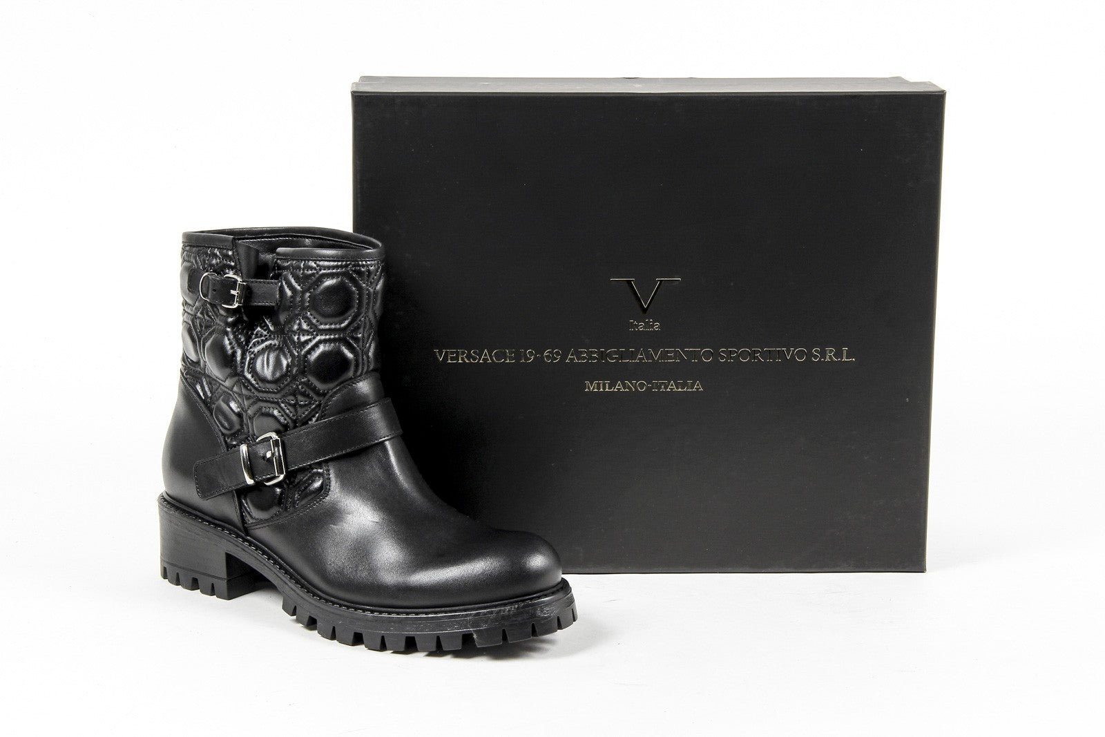 Bota corta Mujer V 1969 Italia B1441 VITELLO NERO TRAPUNTA NERO
