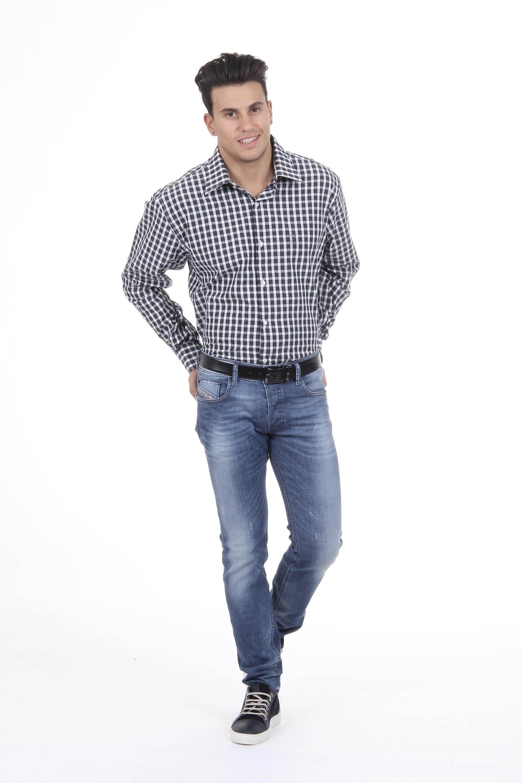 Camisa clásica moderna de corte italiano para hombre V 1969, talla 377, 216