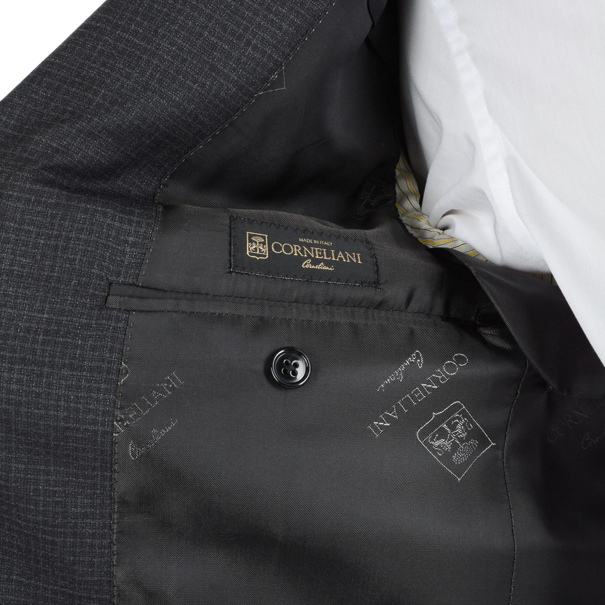 Corneliani Mens Suit Long Sleeves Dark Grey Super 130's