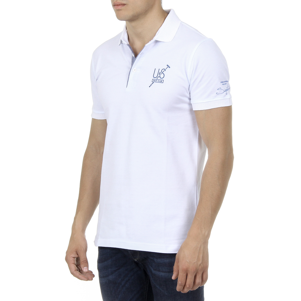 Polo Ufford & Suffolk Polo Club para hombre, manga corta, US026, blanco