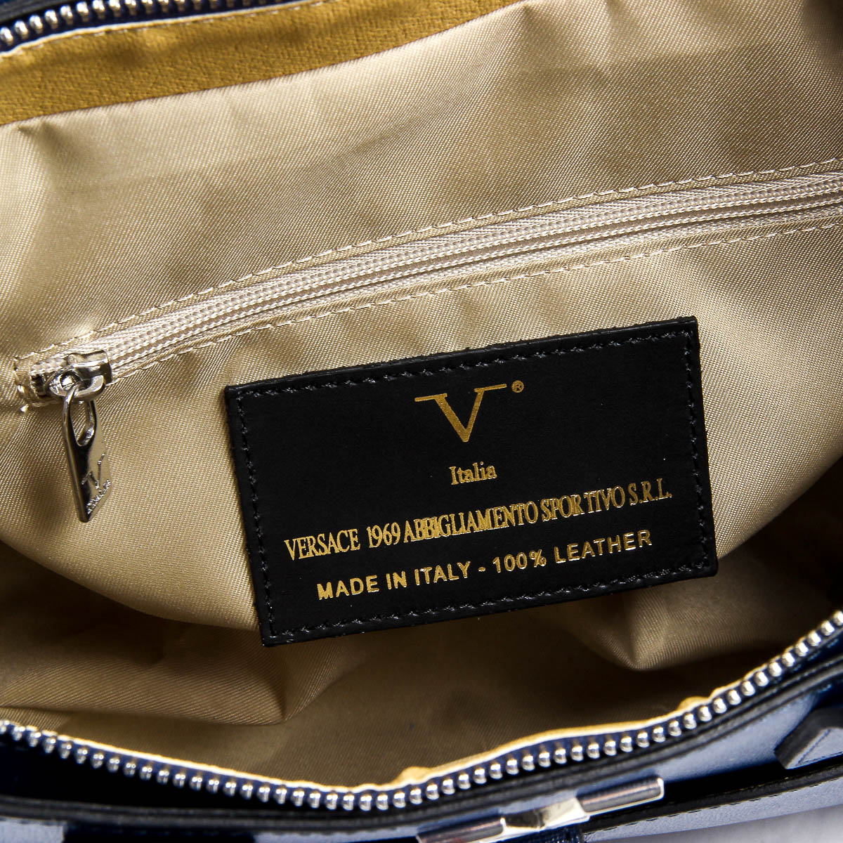 Bolso de mano para mujer V 1969 Italia V006-S SAFFIANO BLU JEANS