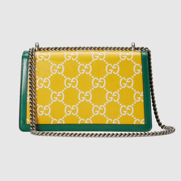 Bolso de hombro Gucci GG Leather Dionysus verde amarillo