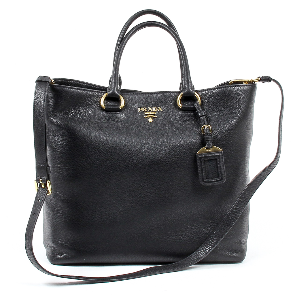 Bolso shopper Prada Vitello Phenix de piel negro