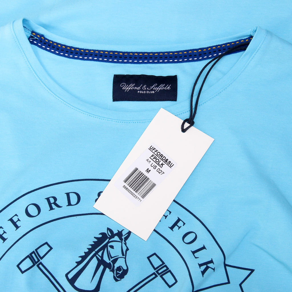 Camiseta de hombre Ufford & Suffolk Polo Club, manga corta, cuello redondo, US027, azul