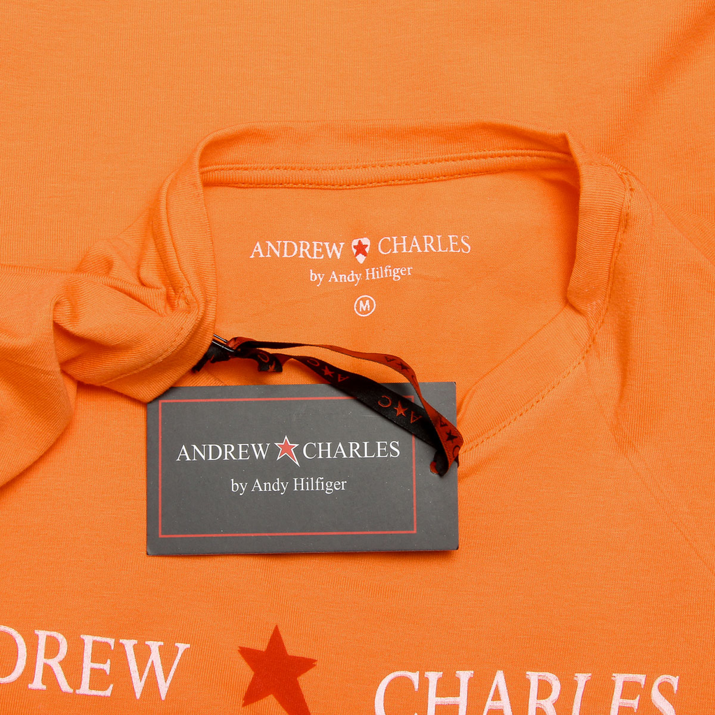 Camiseta Andrew Charles para hombre, manga corta, cuello redondo, naranja, KEITA