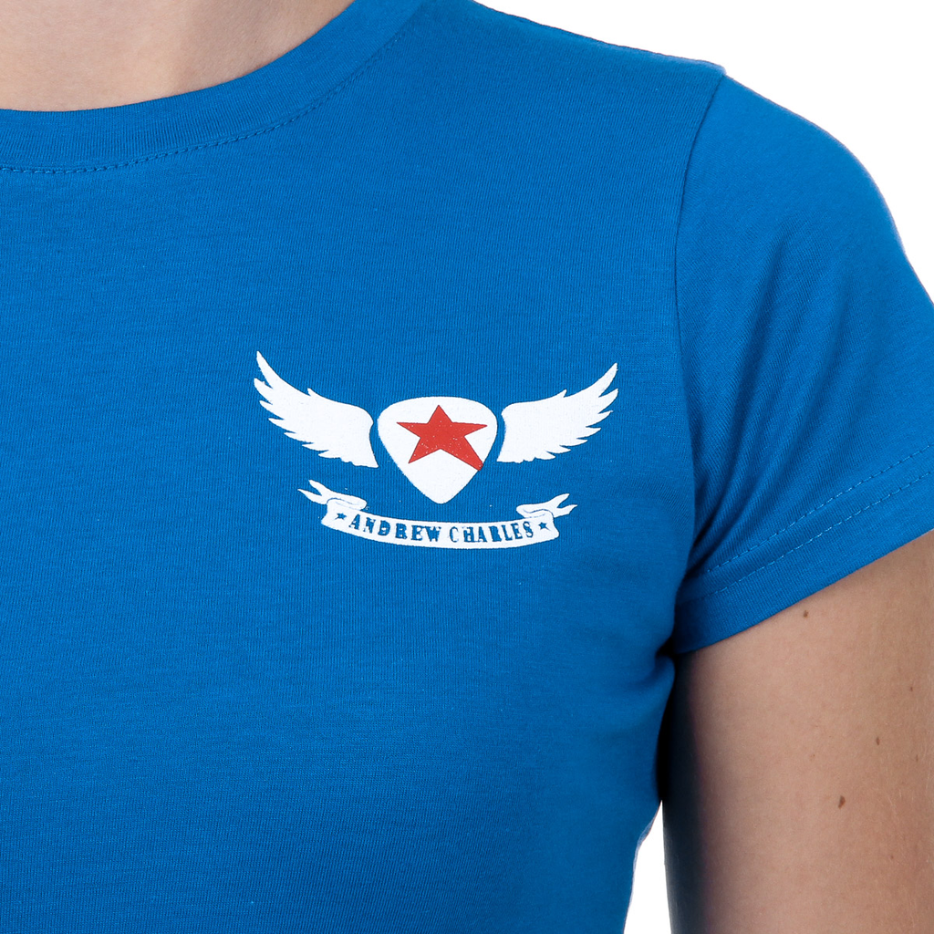Camiseta Andrew Charles para mujer, manga corta, cuello redondo, azul, TARANA
