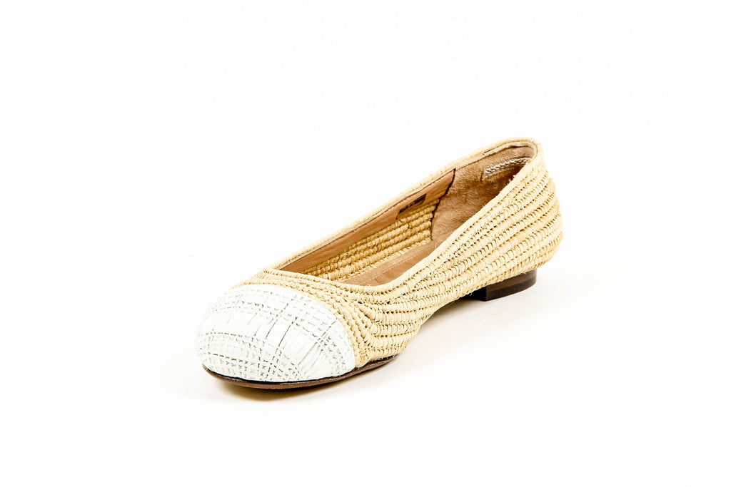 Bailarina de mujer Robert Clergerie Paris GINO TRAME BLANC PAILLE NATURELLE D