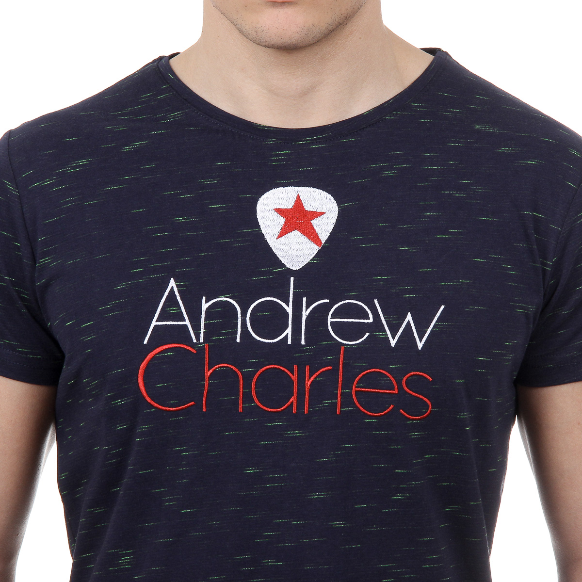 Andrew Charles Mens T-Shirt Short Sleeves Round Neck Dark Blue JACK