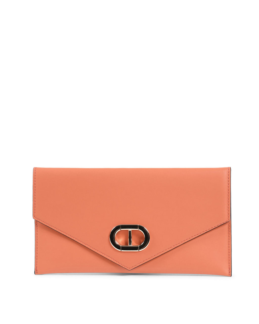 Clutch tipo sobre de piel color naranja
