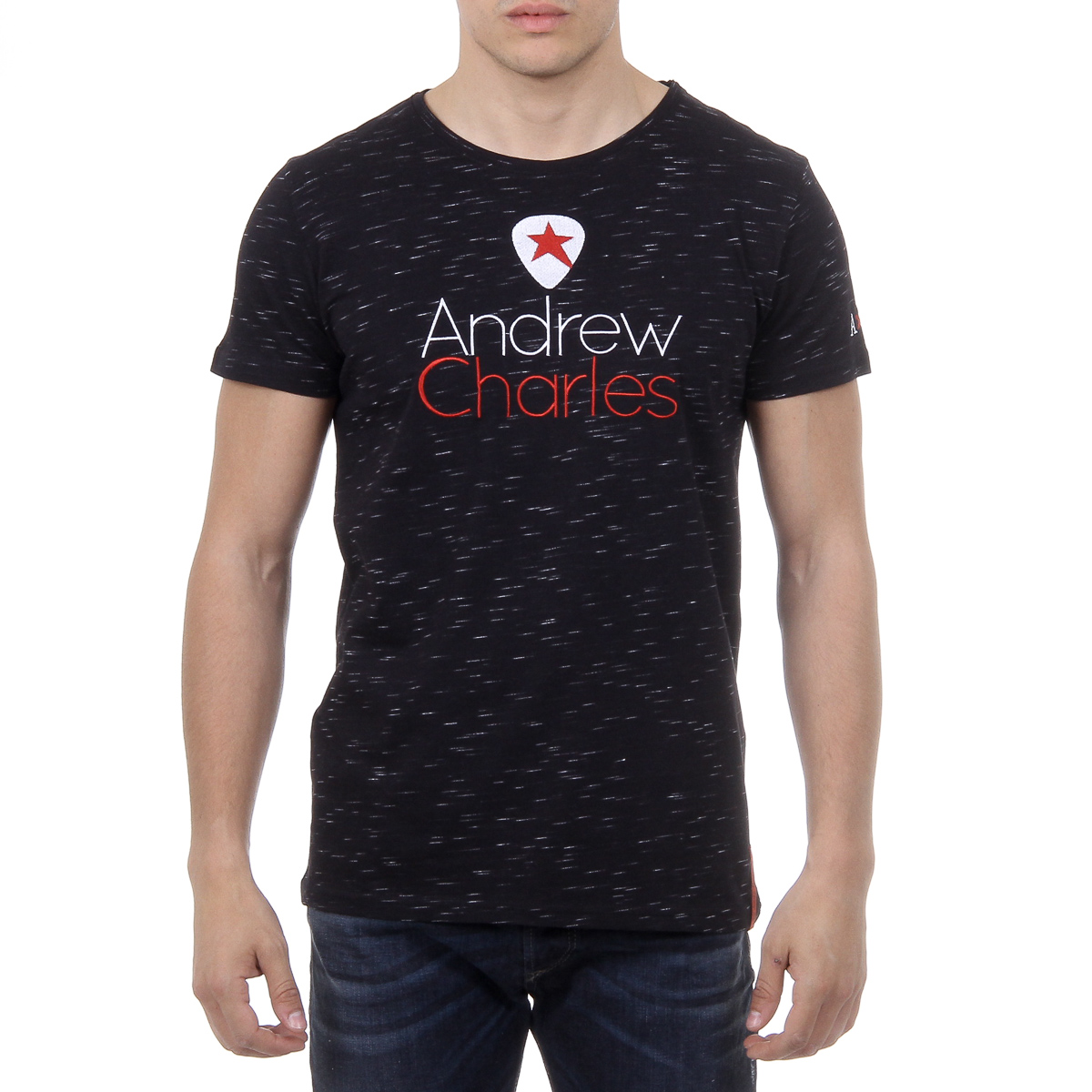 Andrew Charles Mens T-Shirt Short Sleeves Round Neck Black JACK