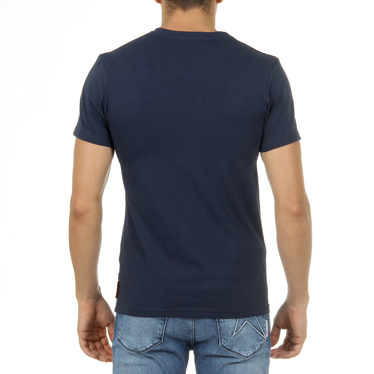 Camiseta Andrew Charles para hombre, manga corta, cuello en V, azul, KENAN