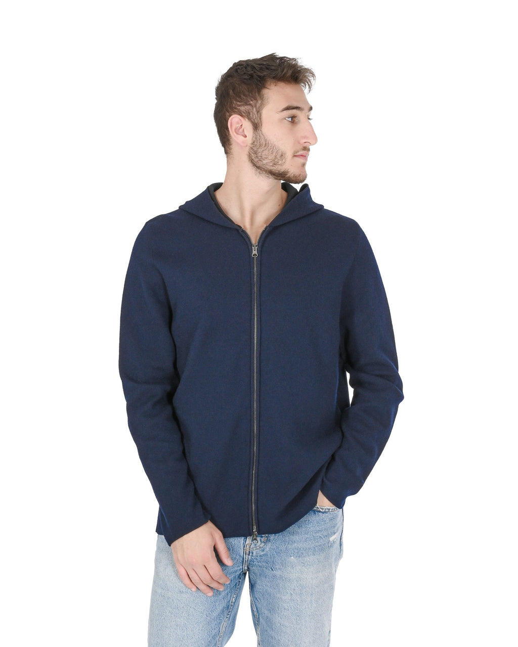 Sudadera con capucha de cachemira Crown of Edinburgh para hombre, COE 0055 NAVY