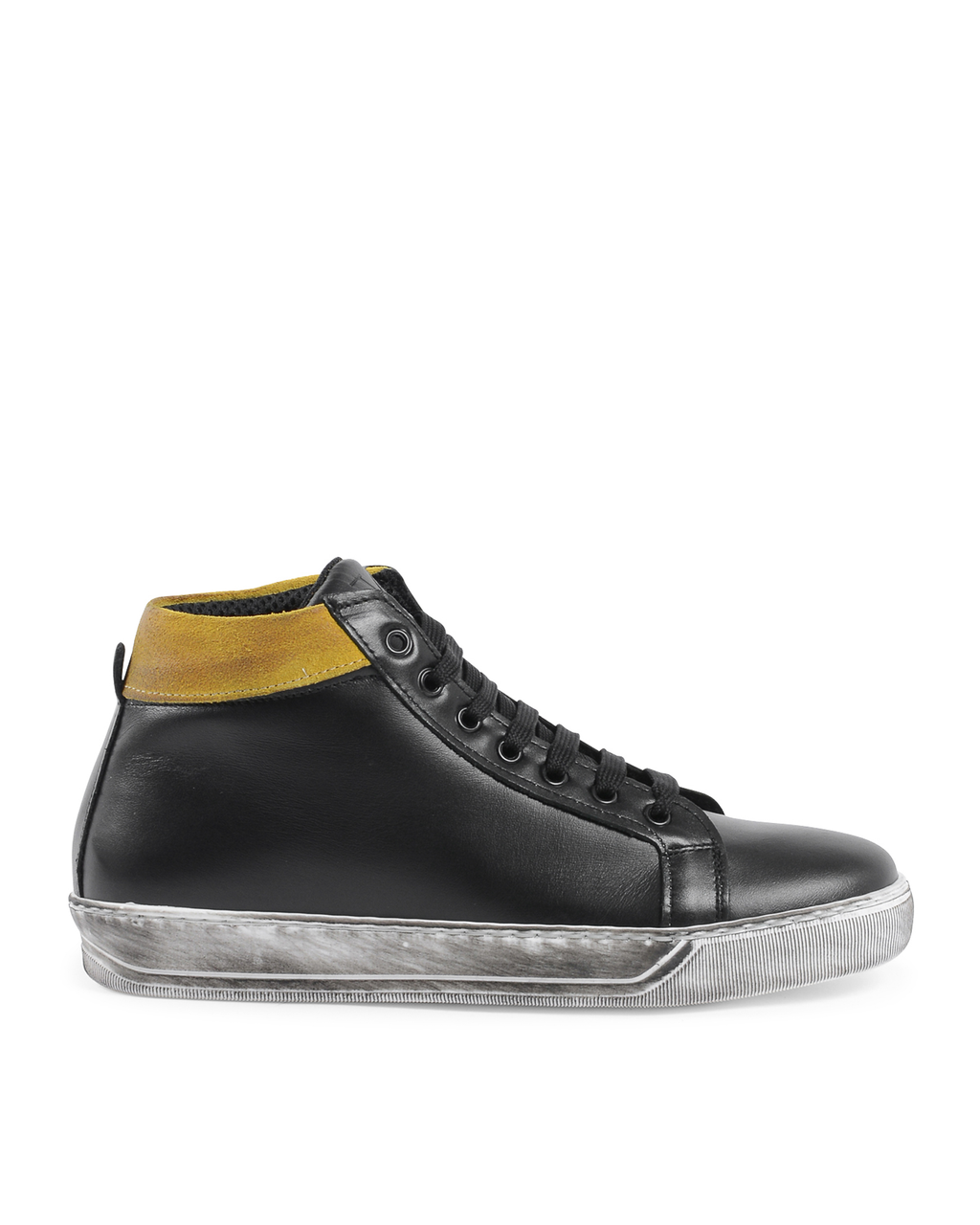 19V69 Italia Mens Sneaker Black Yellow 2130 VITELLO NERO CAM GIALLO