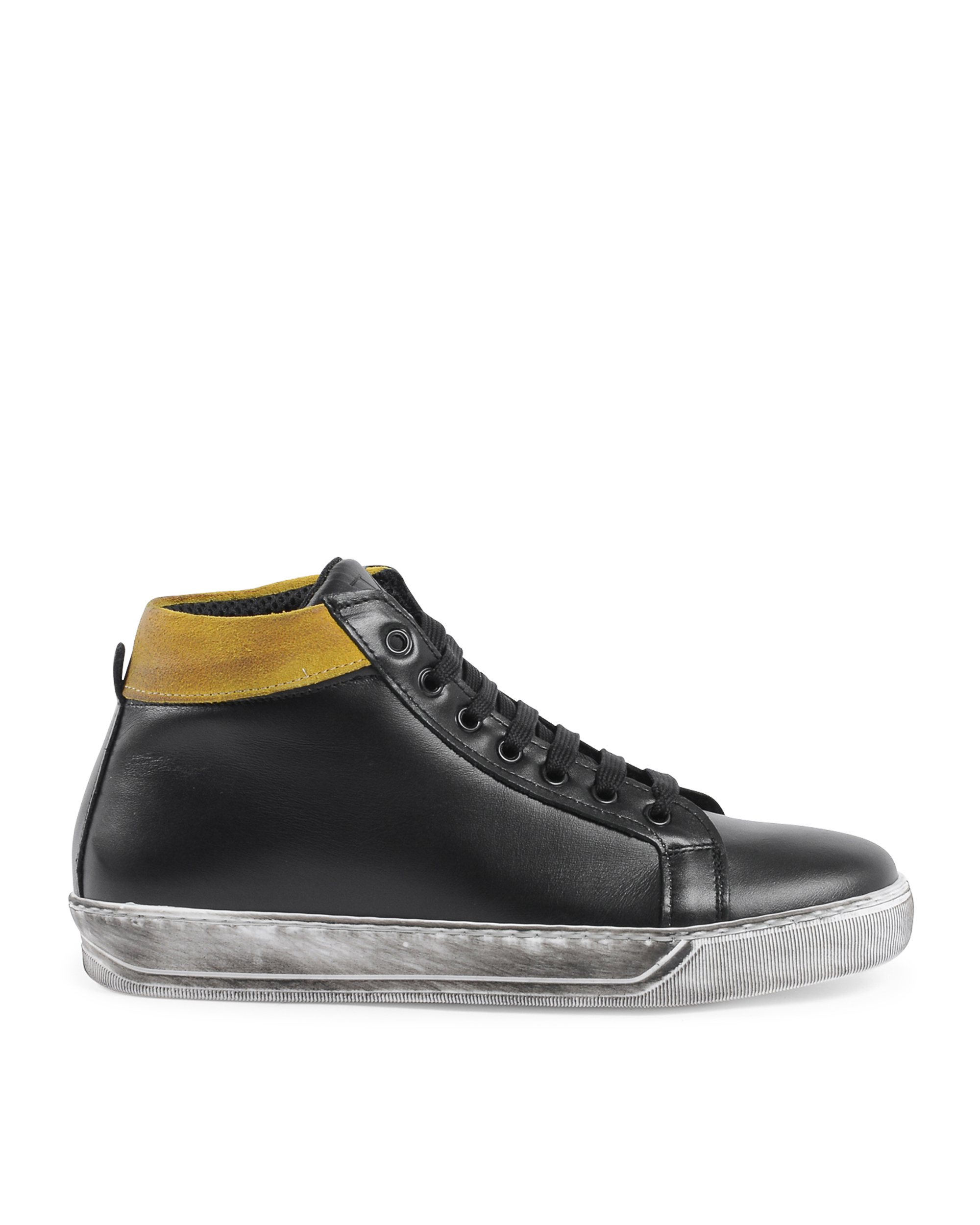 19V69 Italia Mens Sneaker Black Yellow 2130 VITELLO NERO CAM GIALLO