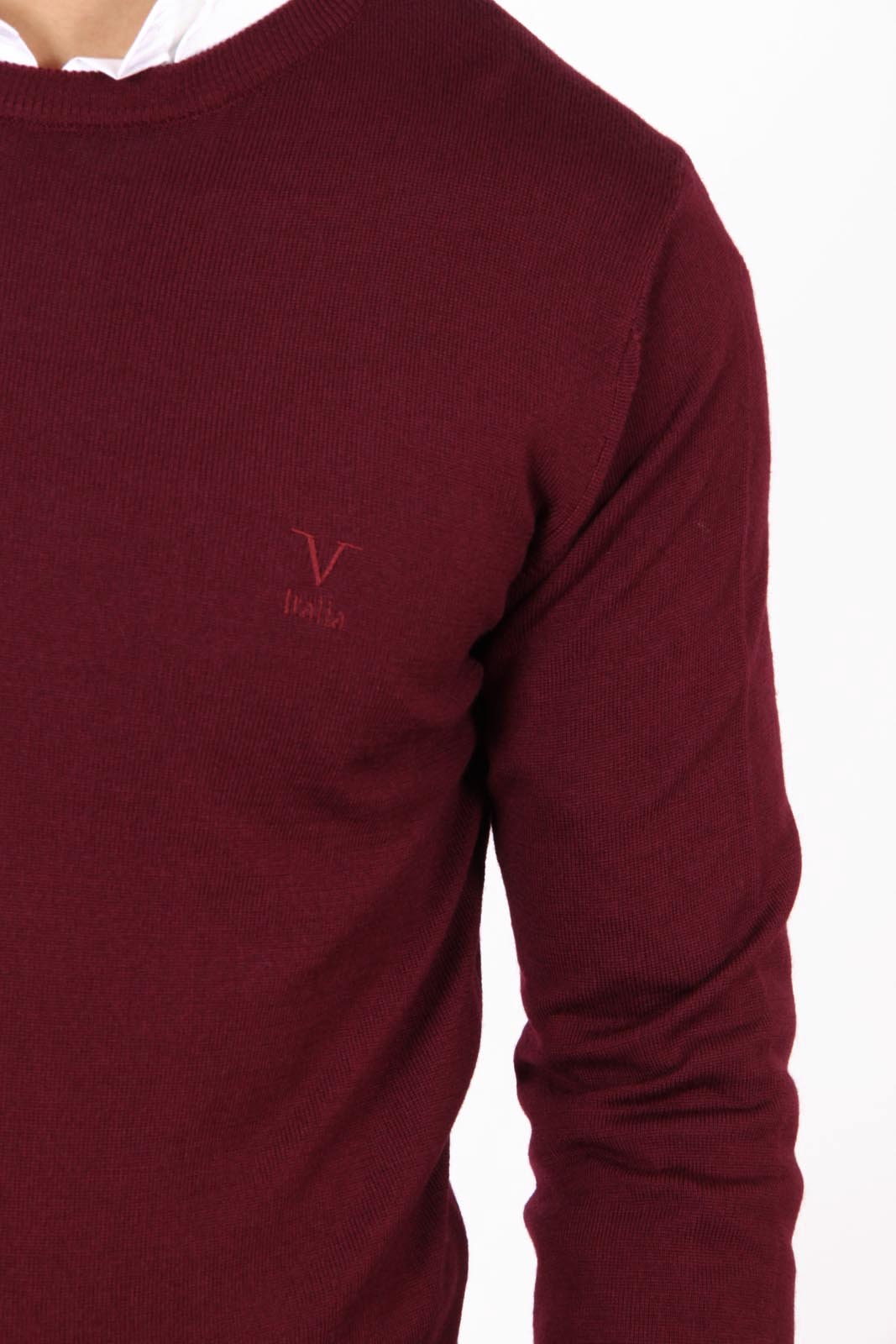 Suéter de cuello redondo para hombre V 1969 Italia 9800 GIROCOLLO BORDEAUX