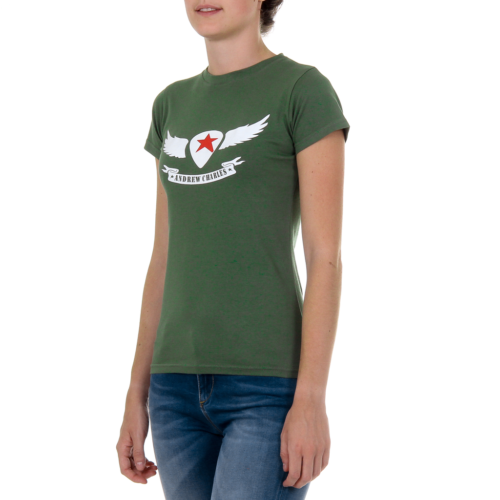 Camiseta Andrew Charles para mujer, manga corta, cuello redondo, verde TARANA
