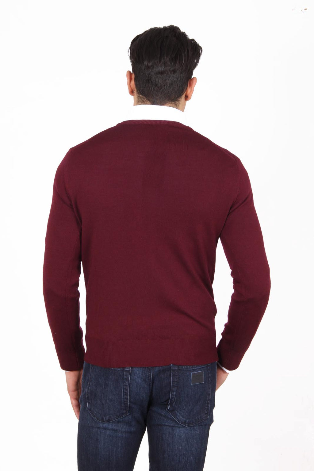 Suéter de cuello redondo para hombre V 1969 Italia 9800 GIROCOLLO BORDEAUX