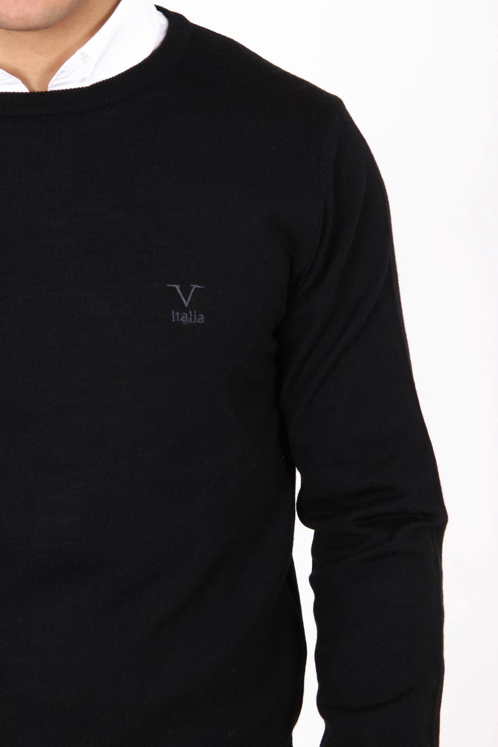Suéter de cuello redondo para hombre V 1969 Italia 9800 GIROCOLLO NERO