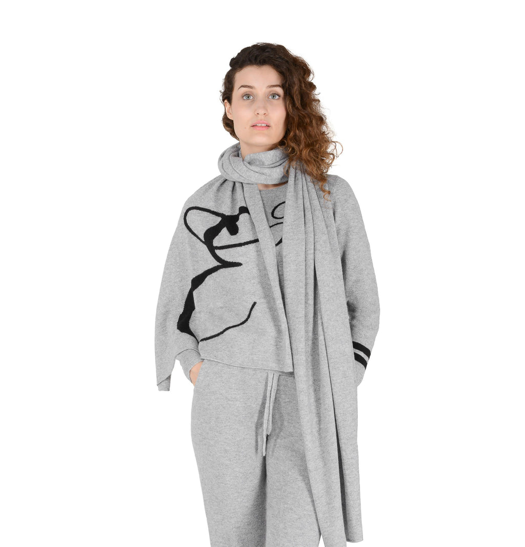 Bufanda con monograma de Dee Ocleppo DEAN VILLAGE GREY E