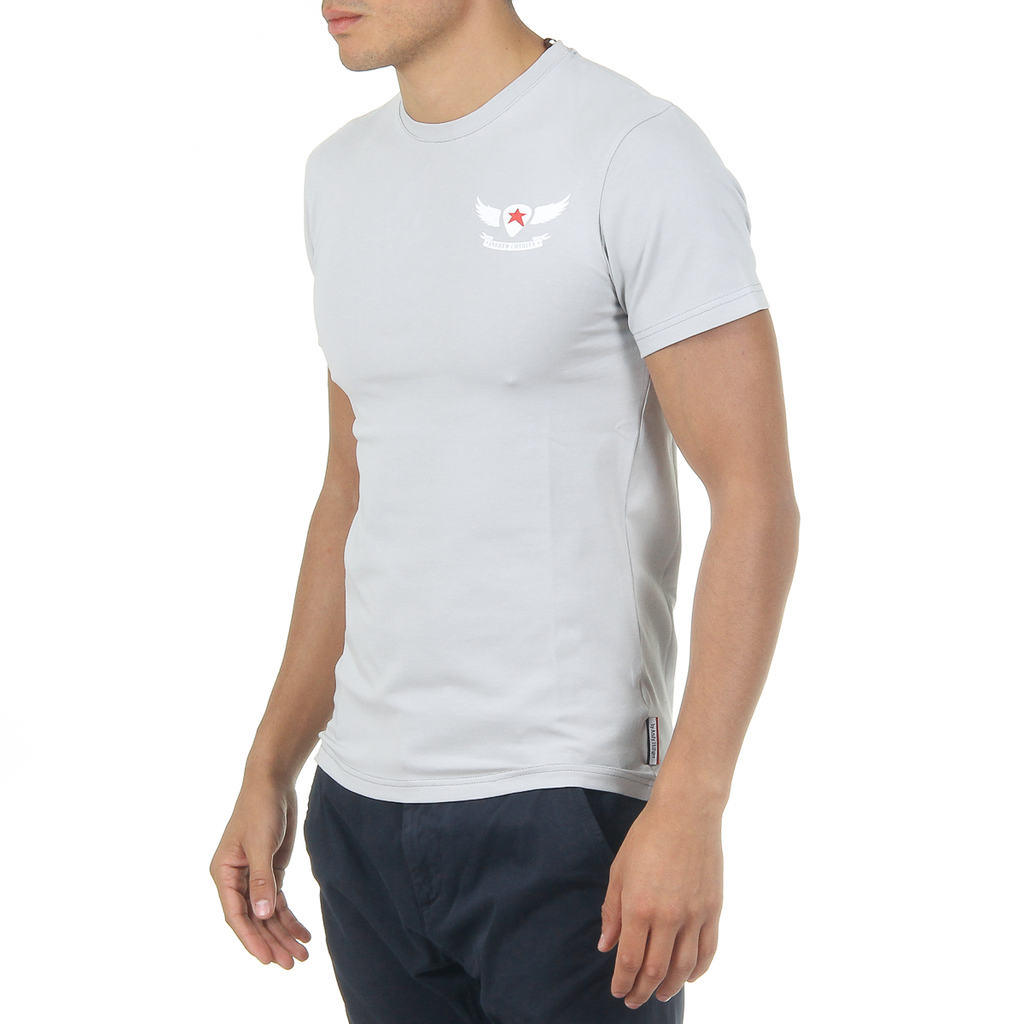 Camiseta Andrew Charles para hombre, manga corta, cuello redondo, gris claro, KEITA