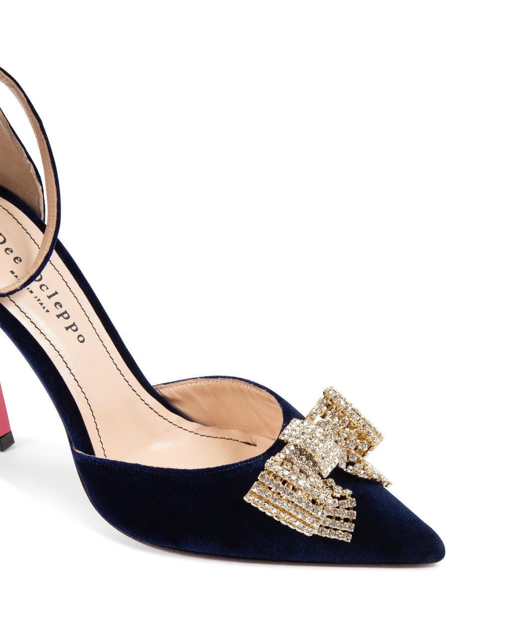 Zapatos de salón con lazo de terciopelo azul marino