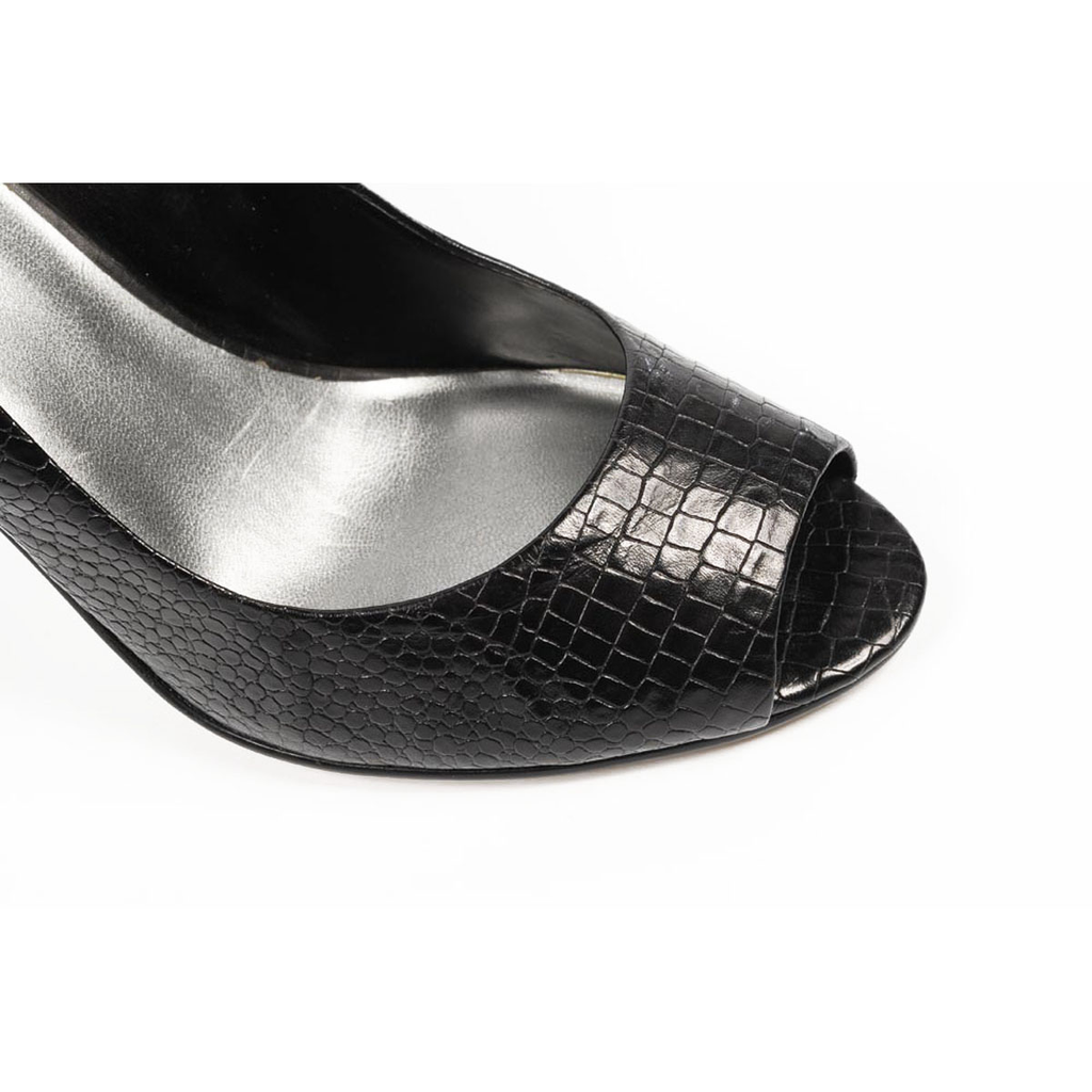 Zapatos de salón Nine West para mujer con punta abierta NWHEALTH BLACK CROCO