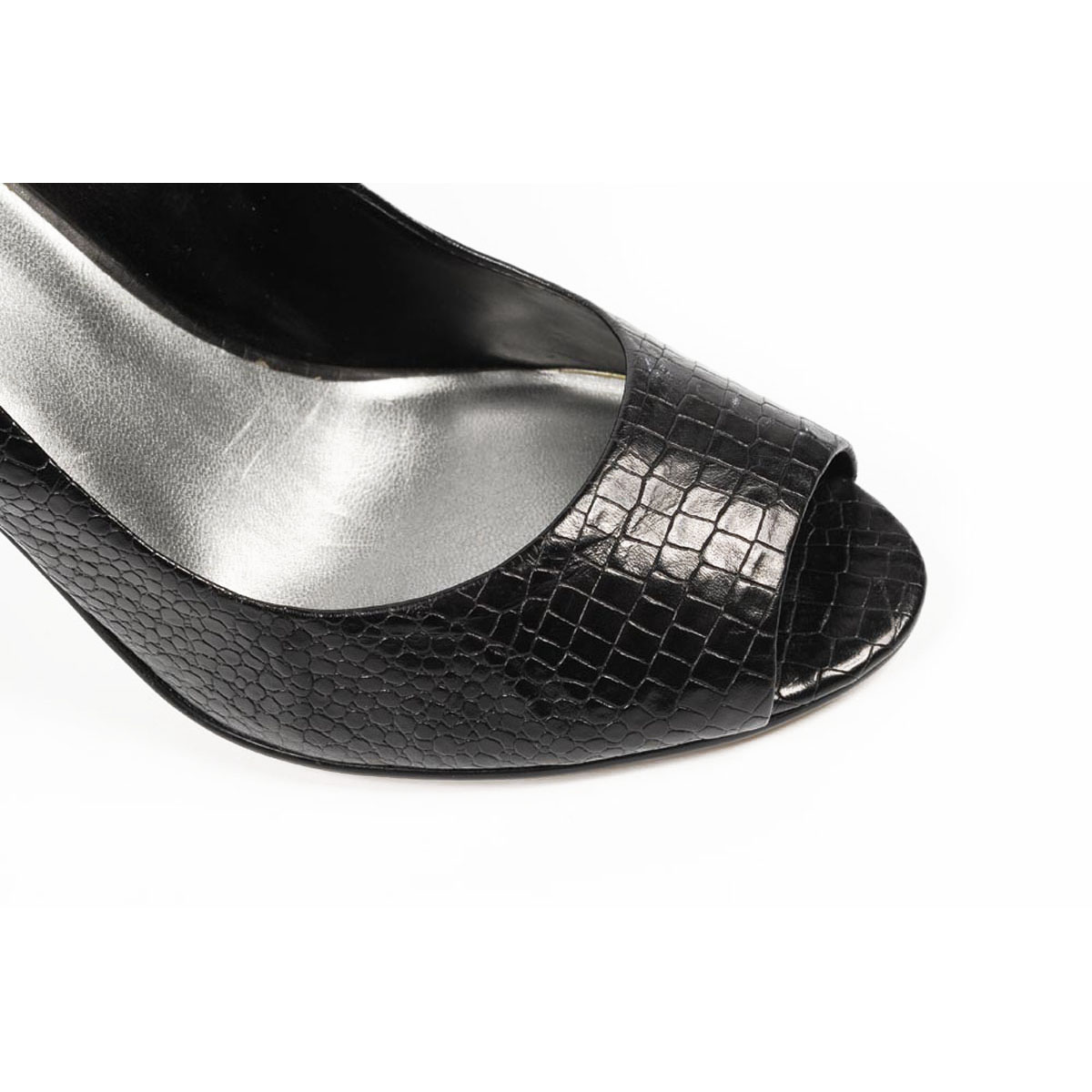Zapatos de salón Nine West para mujer con punta abierta NWHEALTH BLACK CROCO