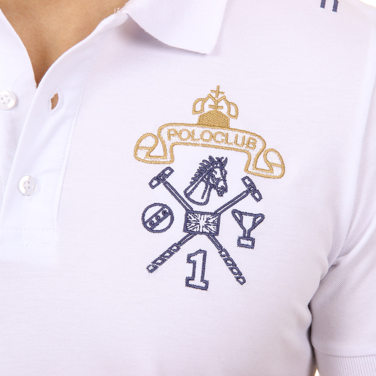 Polo Ufford & Suffolk Polo Club para hombre, manga corta, US008, blanco