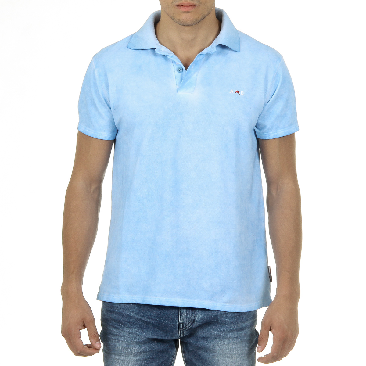 Polo Andrew Charles para hombre de manga corta azul claro SIMBA