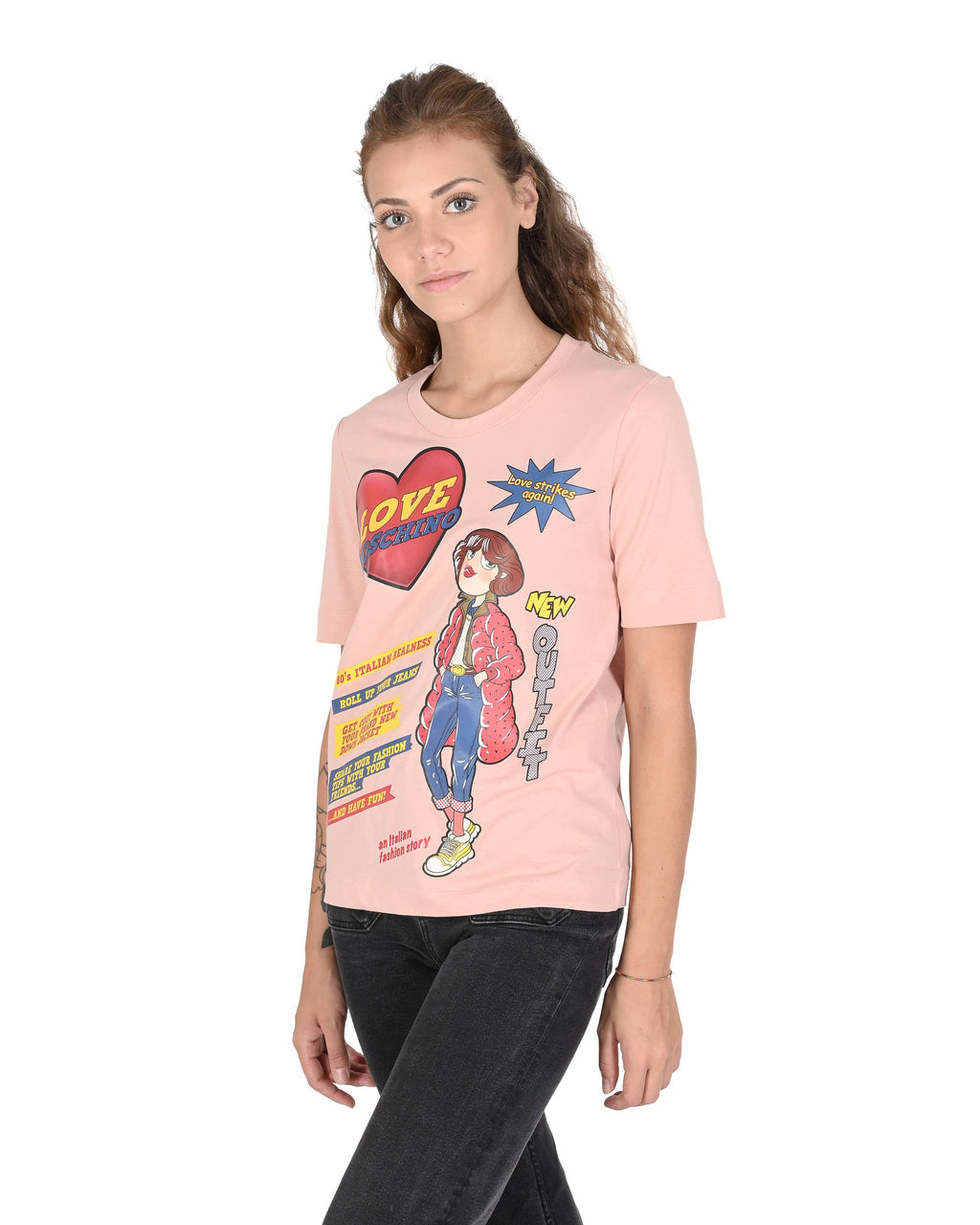 Camiseta de mujer Love Moschino W 4 F15 3D M 3876 M12 ROSA POLVO