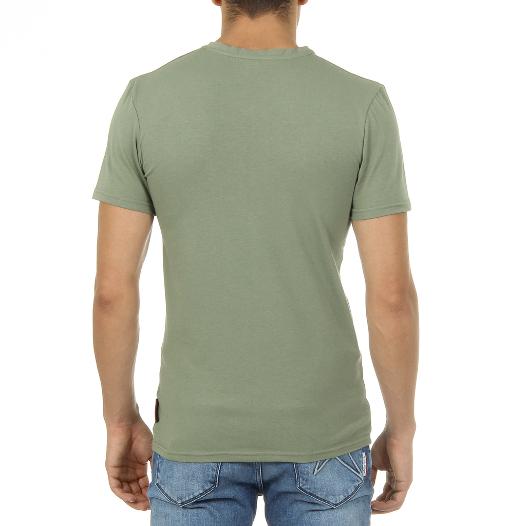Camiseta Andrew Charles para hombre, manga corta, cuello en V, verde, KENAN