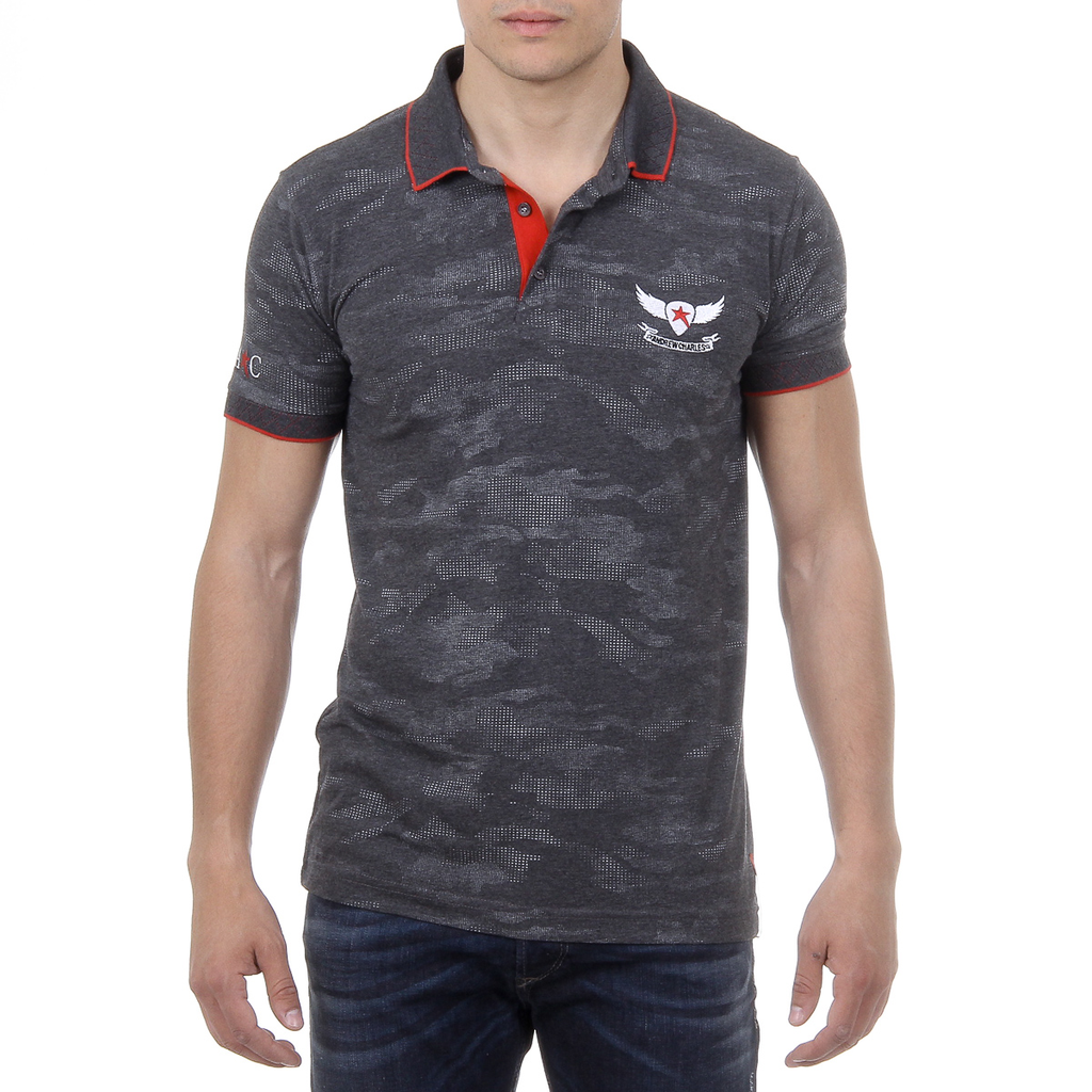 Andrew Charles Mens Polo Short Sleeves Dark Grey JULIAN