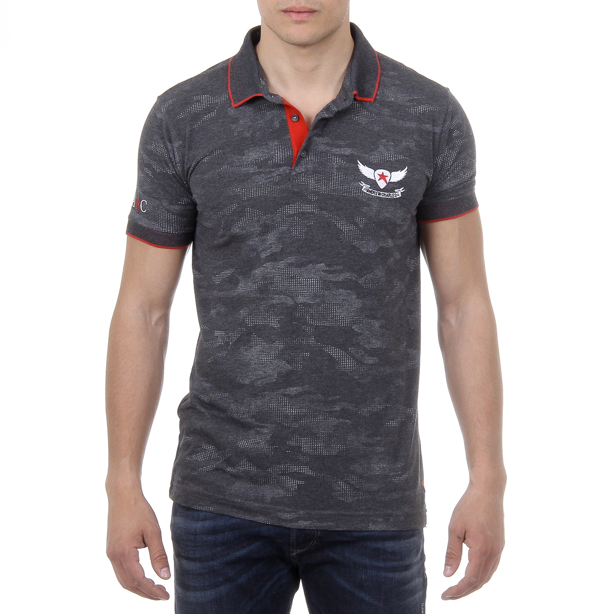 Andrew Charles Mens Polo Short Sleeves Dark Grey JULIAN