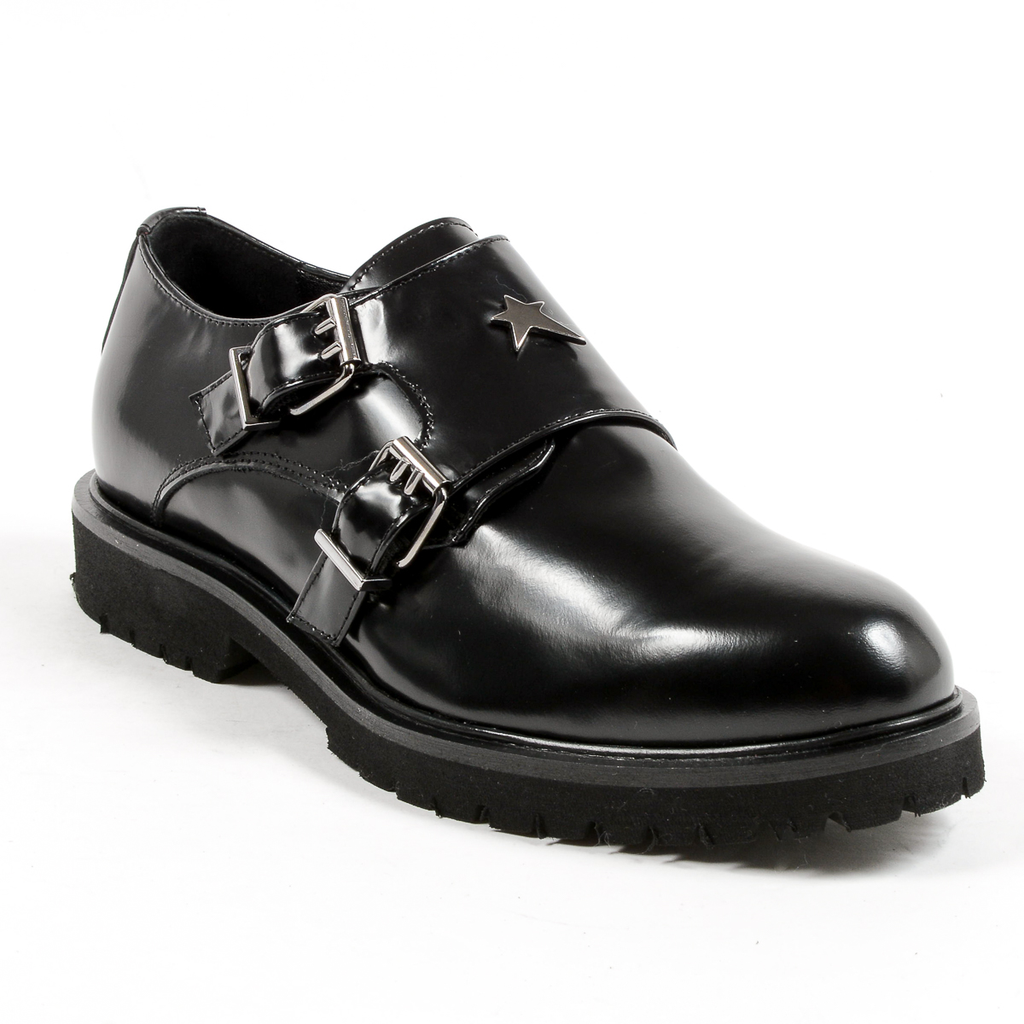 Andrew Charles Womens Monk Strap Shoe Black JANIS
