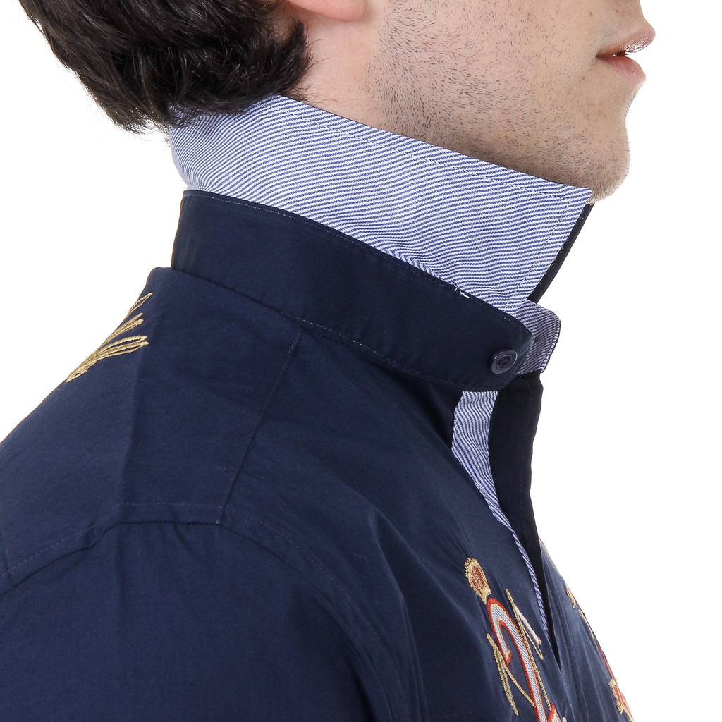 Camisa de manga larga para hombre del Ufford & Suffolk Polo Club US010 AZUL MARINO