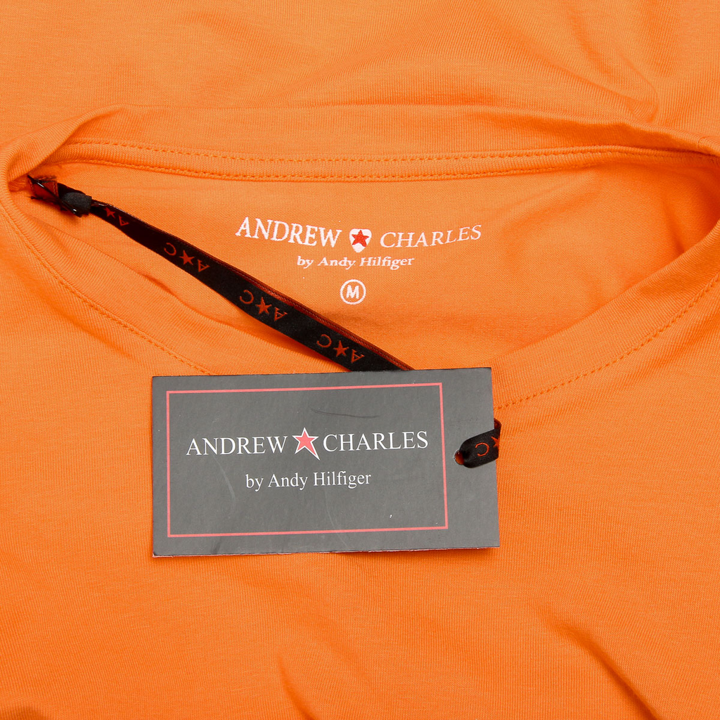 Camiseta Andrew Charles para hombre, manga corta, cuello redondo, naranja, KEITA