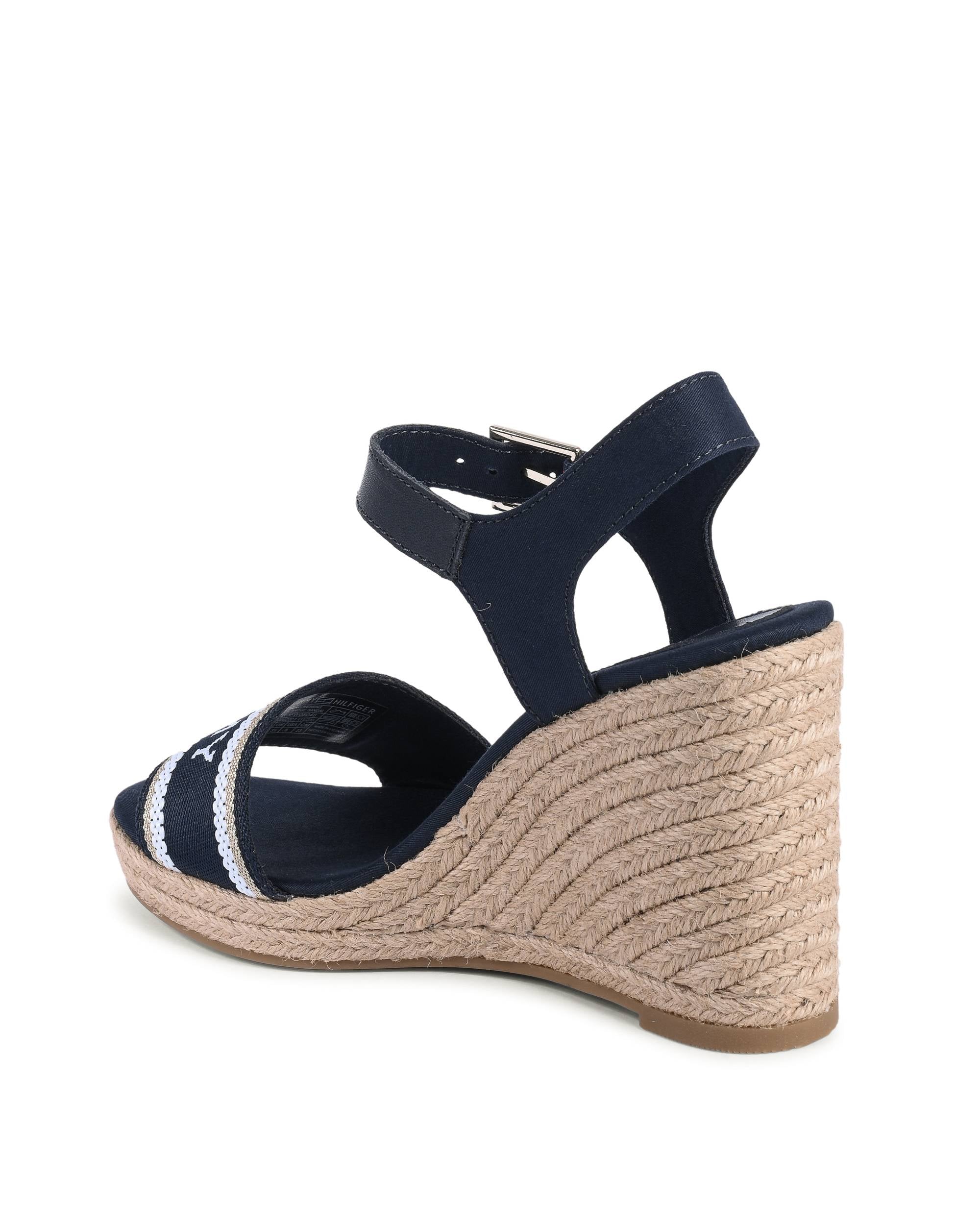 Tommy Hilfiger - Sandalias de cuña para mujer, color azul, FW0FW08046DW6