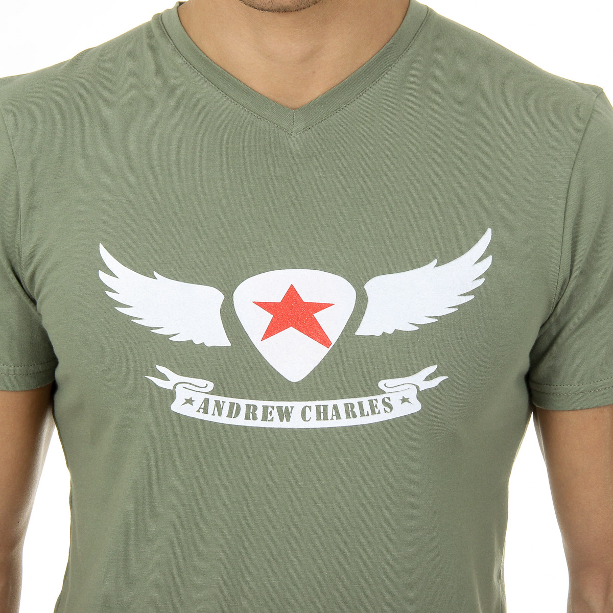 Camiseta Andrew Charles para hombre, manga corta, cuello en V, verde, KENAN
