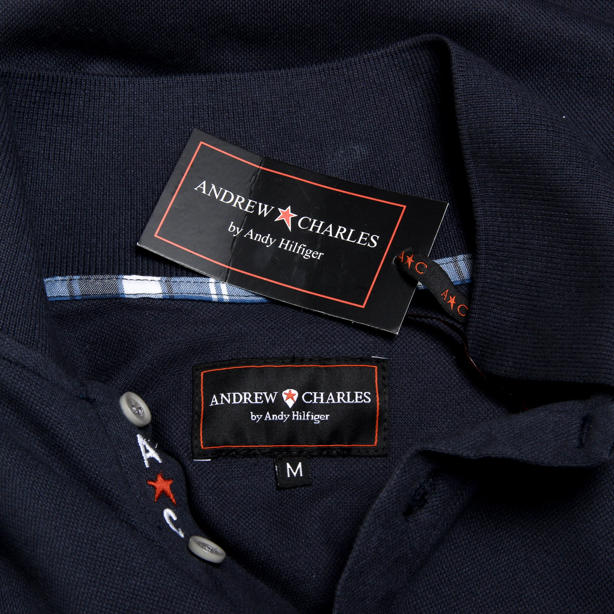 Polo Andrew Charles para hombre de manga corta azul oscuro SEFU